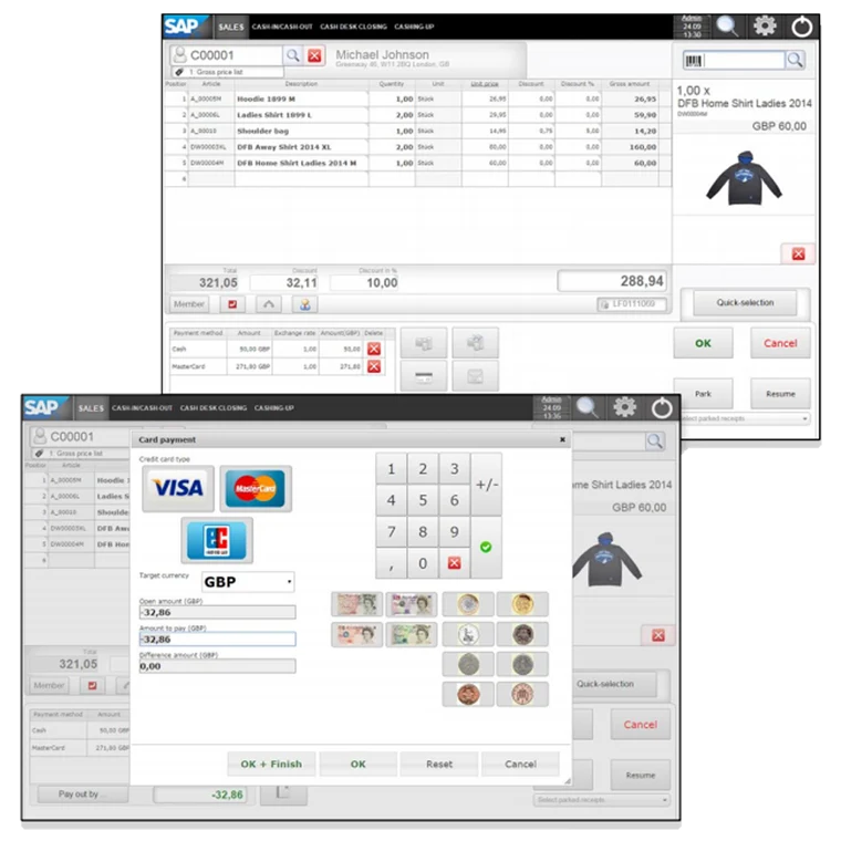 Interface de retalho do SAP Customer Checkout